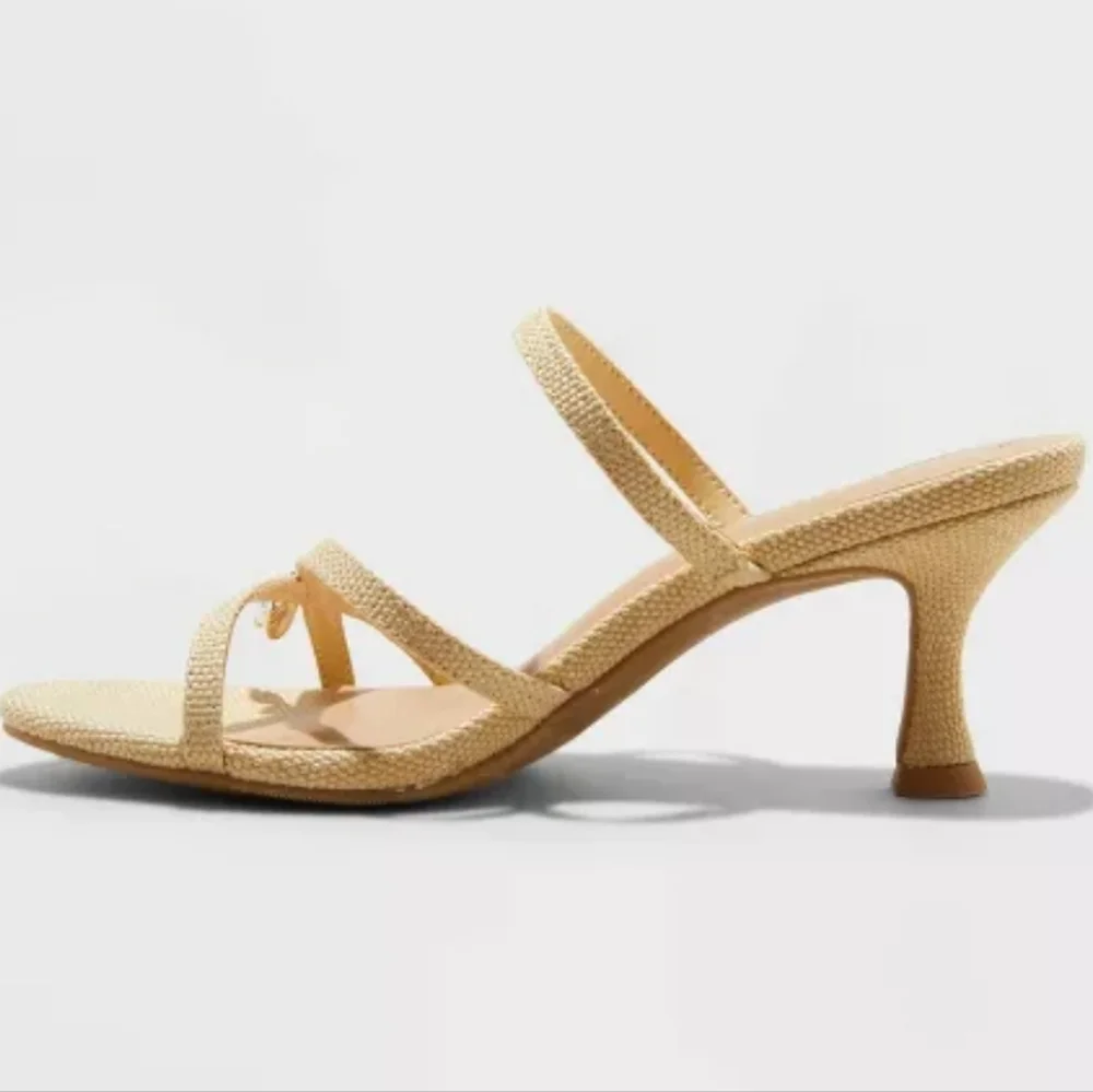 Wild Fable Brodie Strappy Raffia Charm Heels